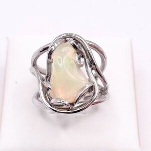 Size 5.5 Natural Ethiopian Opal 925 sterling silver ring